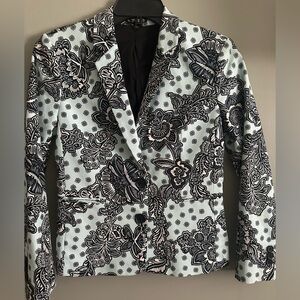 Express Blue Floral Paisley Blazer 2 button jacket. Size 4
